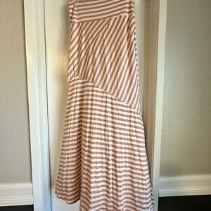 Pink and White Striped Maxi Skirt